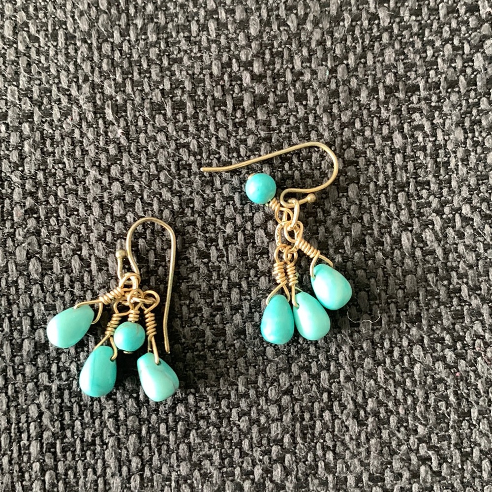 Turquoise dangling earrings; barely worn